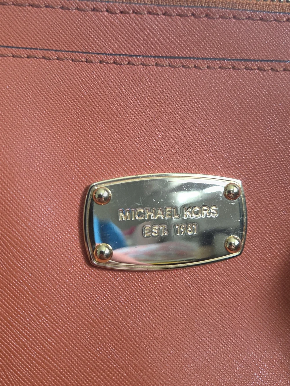 Michael Kors Orange Saffiano Leather Satchel with Matching MK Logo Wallet